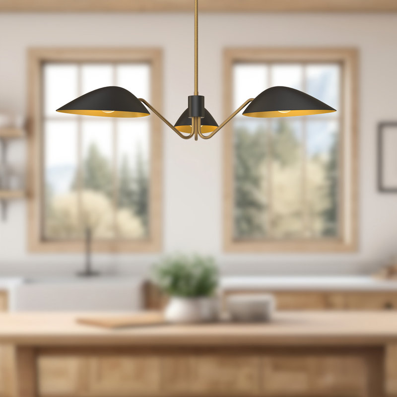 Raelle 3 - Light Unique/Statement Pendant, Aged Gold/Matte Black