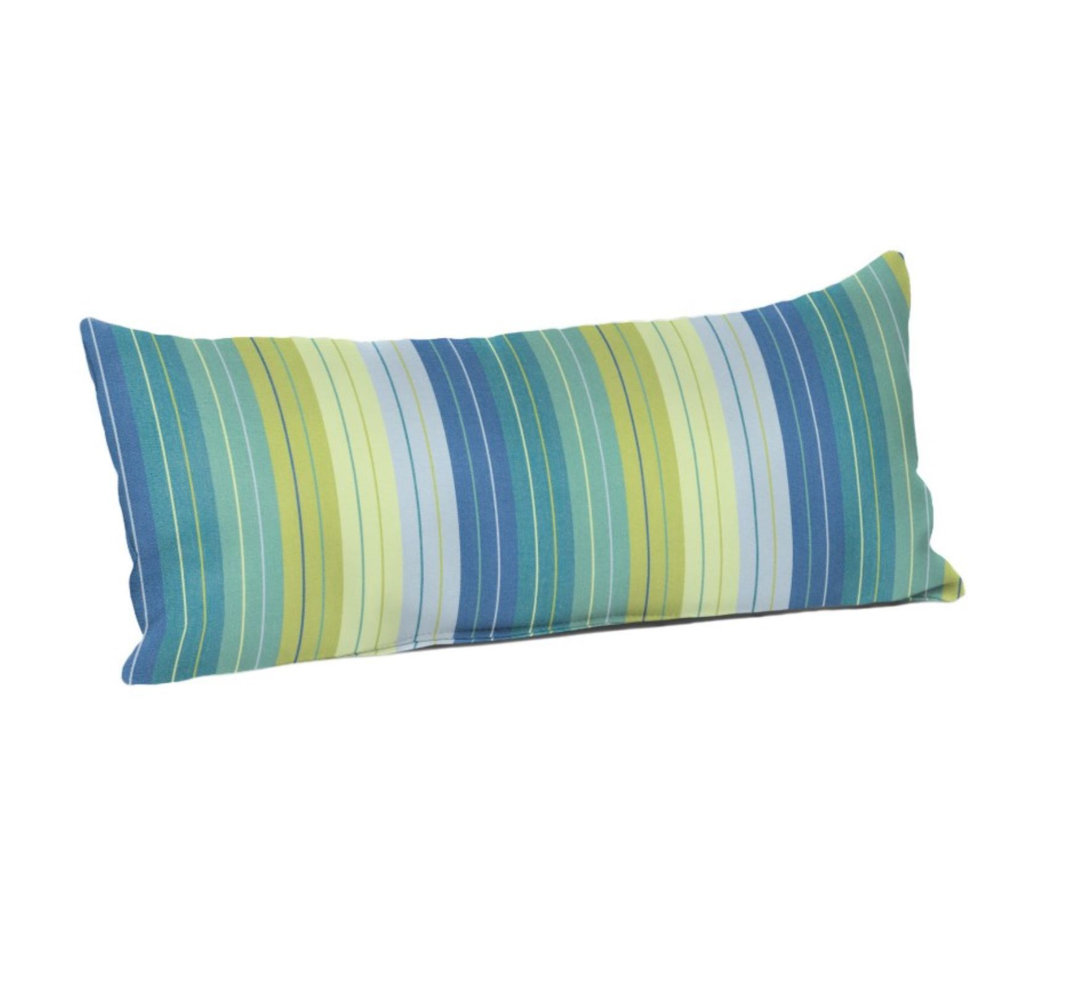 Casual Cushion Stripe Sunbrella® Fabric 1-Piece Indoor/Outdoor Lumbar Pillow, 22"W x 9"L Thomasville At Home Color: Seville Seaside Sunbrella®