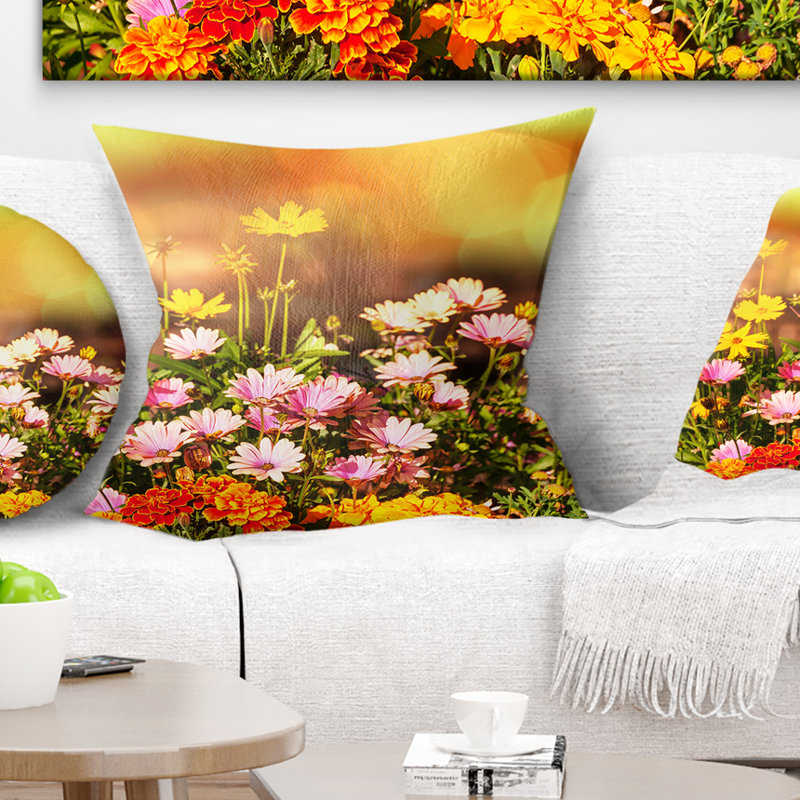Coussin décoratif floral magnifique fleurs, 16 po x 1 po, Coussin décoratif