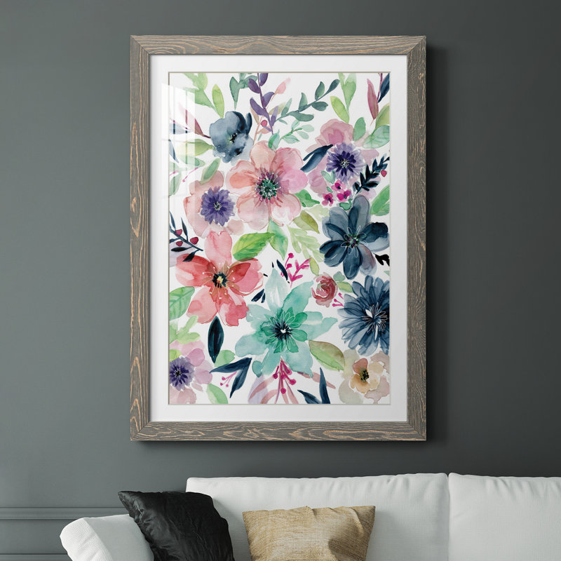 Cool and Serene - Peinture, Cadre en papier gris, H 20 po x l 17 po x P 1,5 po