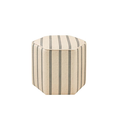 Style - Hexagonal Form Printed Stripe Upholstery Solid Wood & Plywood Frame 18" X 16" 300 Lbs Max Load Support Accent Structure 18Wx18dx16h Natural Coloring Capacity