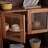 Simple solid wood glass pantry sideboard