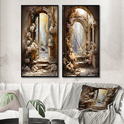 Ensemble de 2 ruines antiques Blooms II - Fantasy Wall Art