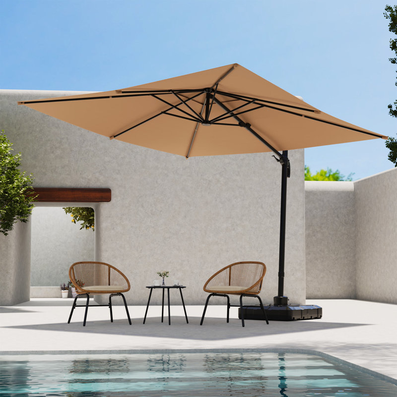 Parasol en porte-à-faux 10 pi avec base Servan Servan, Kaki, 10 Ft. X 10 Ft. 