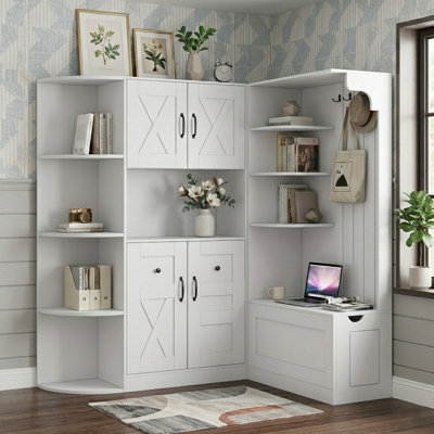 Armoire de rangement modulaire 75 "avec vestibule et 4 crochets pour le salon et le couloir