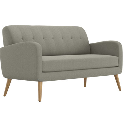 Canapé gris d'inspiration Mid-Century, ressorts ensachés et coussins à ressorts à arc, tissu, assemblage facile, 3 pièces pour un espace de vie élégant en gris foncé, mousse épaisse, véranda