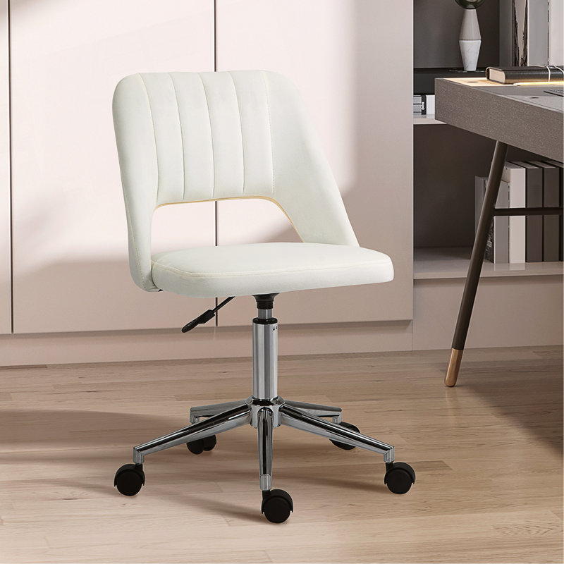 Chaise de bureau à dossier moyen en velours Vinsetto