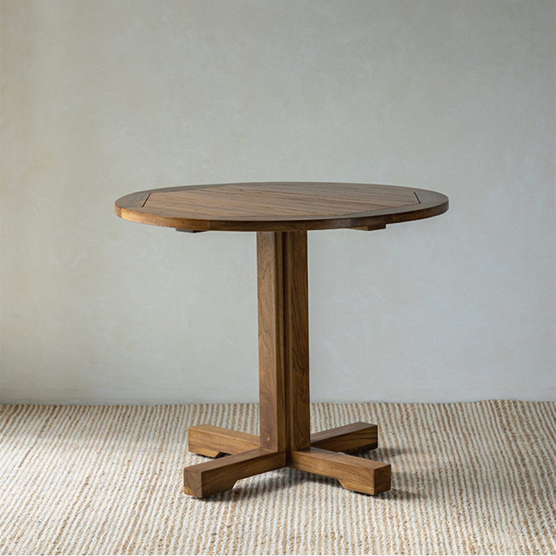 Table de salle à manger ronde en bois massif noyer, H 29,53 po x L 39,37 po x l 39,37 po