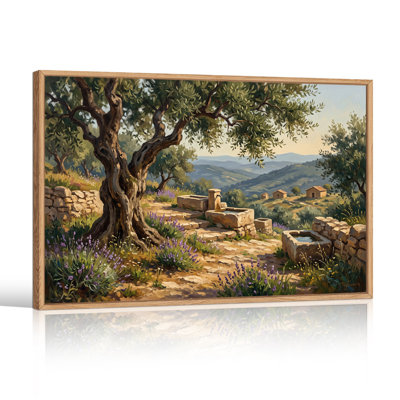 «Gnarled Olive Tree and Stone Troughs In Rolling Hills», art mural sur toile