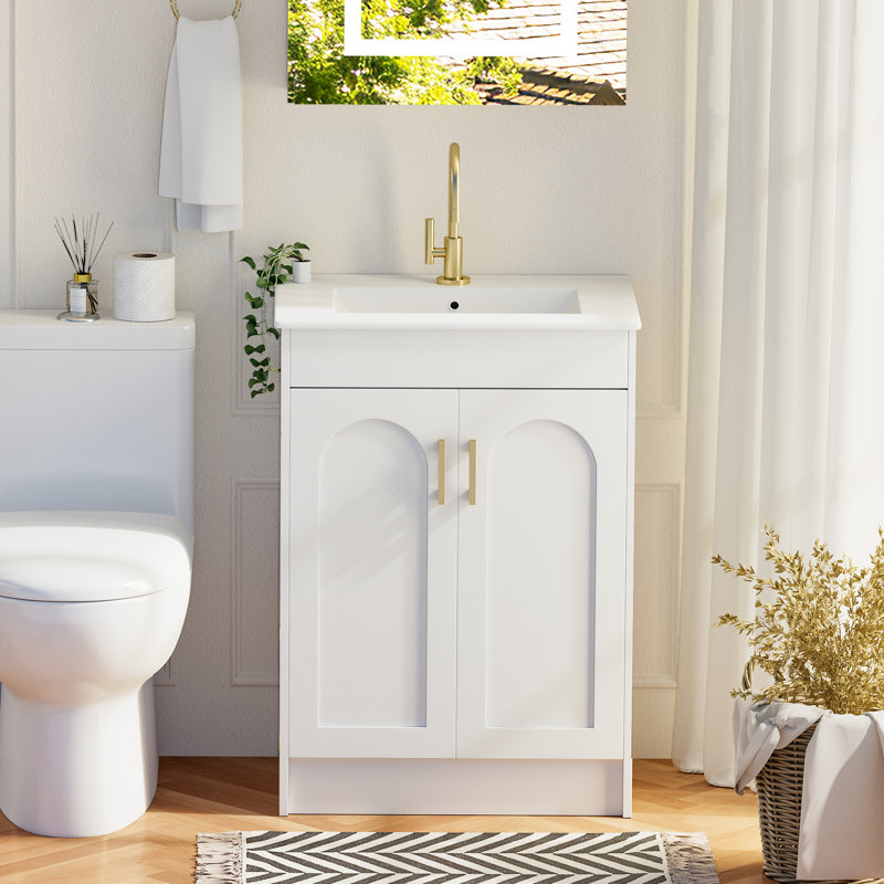 46mm Single Bathroom Vanity with Drop In Ceramic Basin