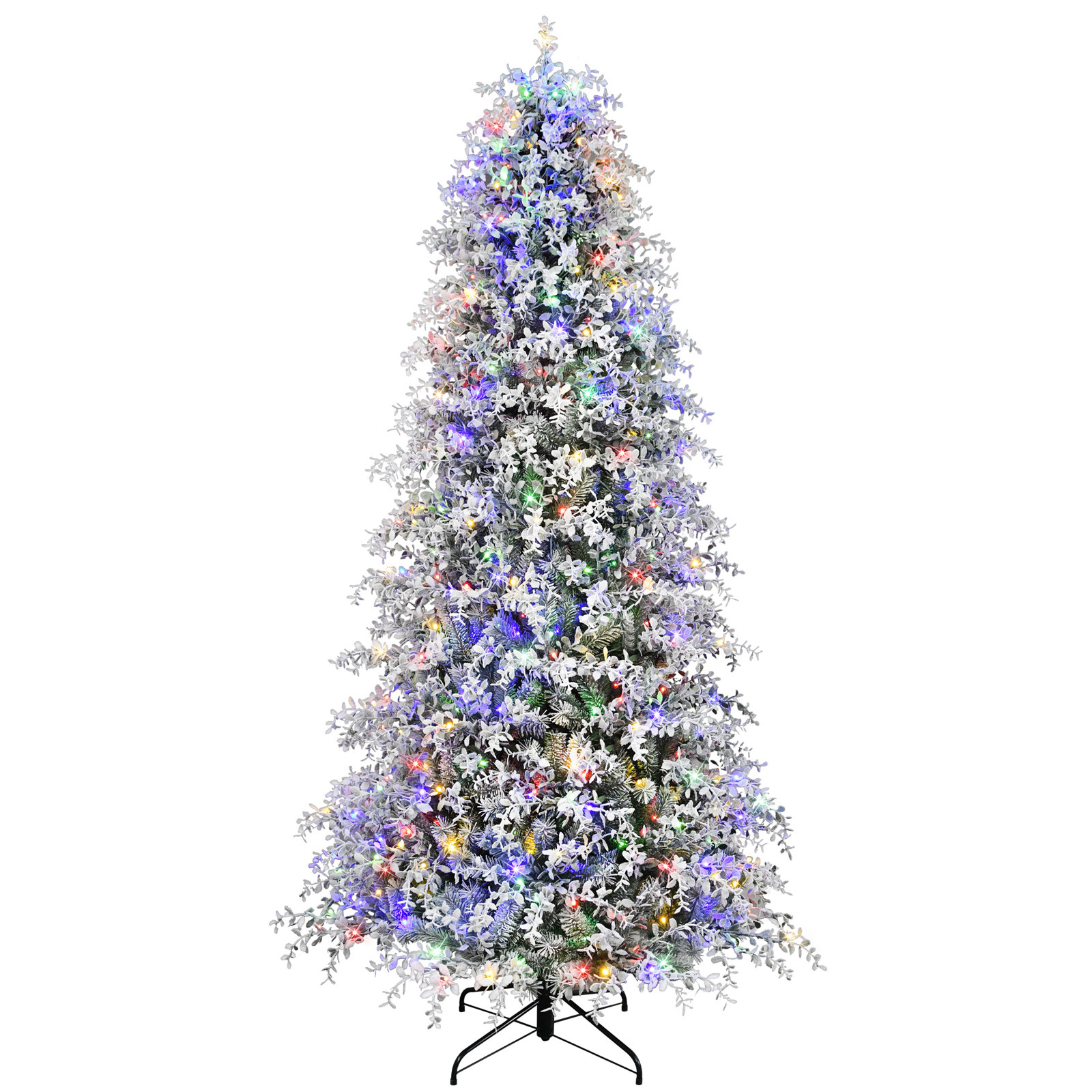 Flocked 7.5' Pre-Lit Cypress Christmas Tree