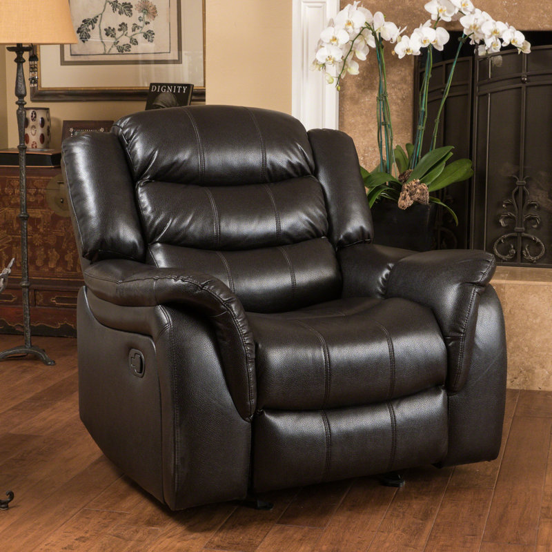  Fauteuil inclinable classique surdimensionné avec revêtement en similicuir, baie noire