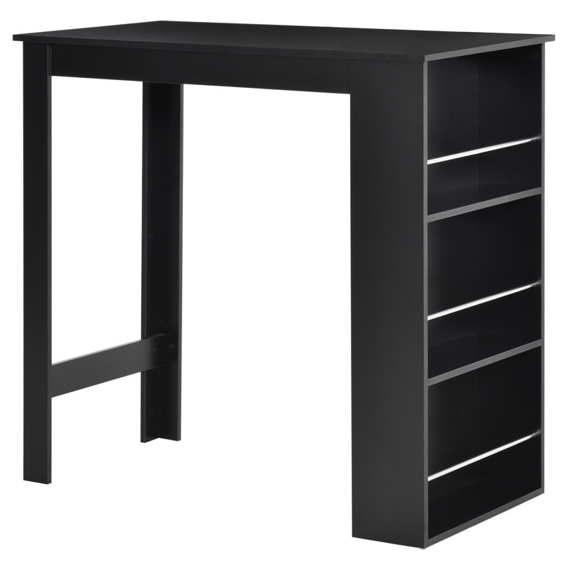 Karmina Rectangular Wood Outdoor Bar Table , 22.4'' in. W 44.1'' in. D, Black