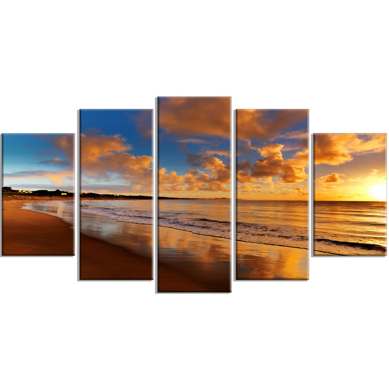 « couleur coucher de soleil sur la plage », reproduction de photo à multiples images sur toile