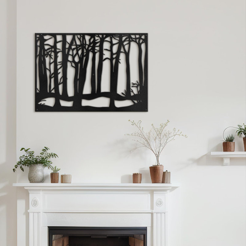 Décoration murale en métal Serene Forest Silhouette, H 16,8 po x l 24 po x P 0,05 po, Noir