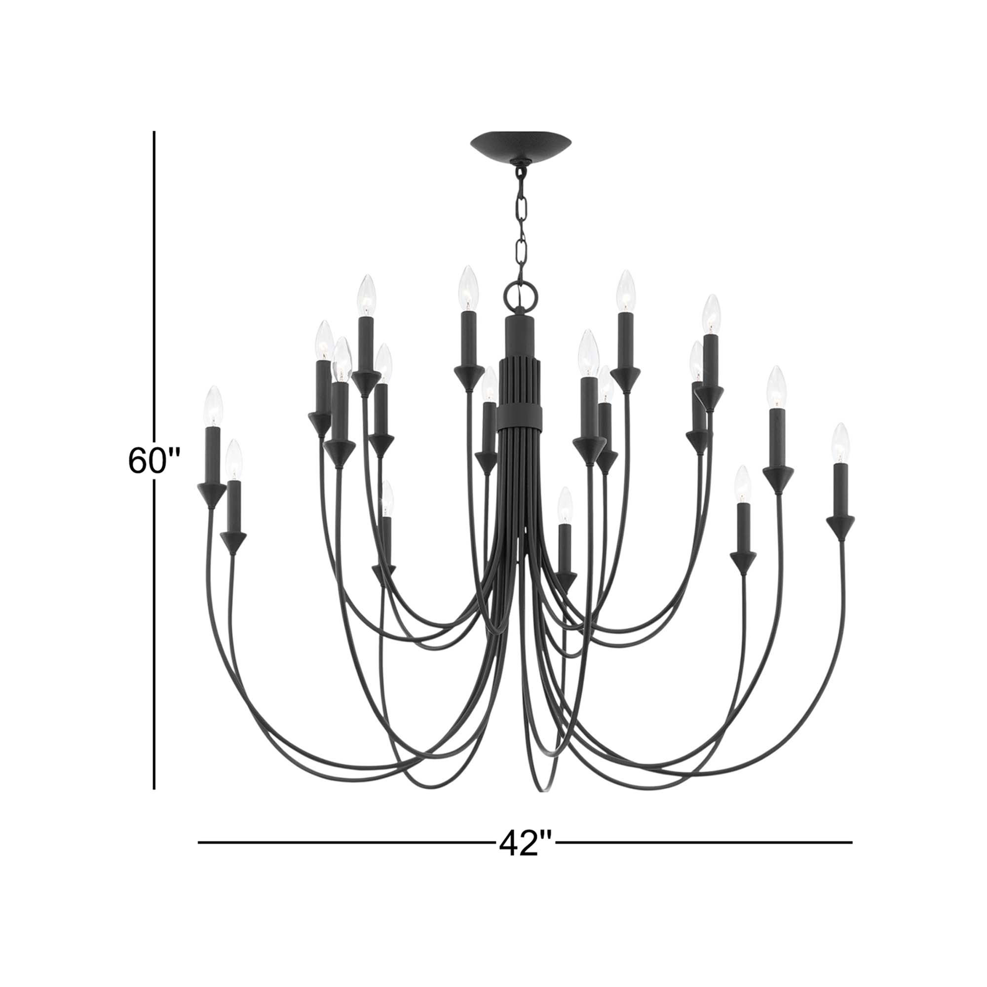 18 - Light Metal Dimmable Chandelier, Forged Iron