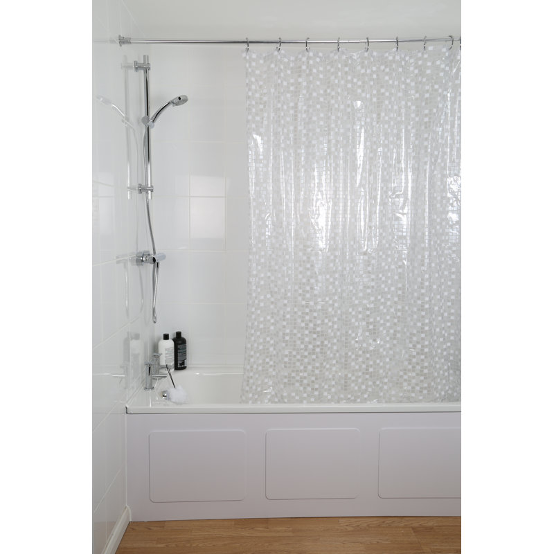 Mosaic Vinyl Shower Curtain, Silver