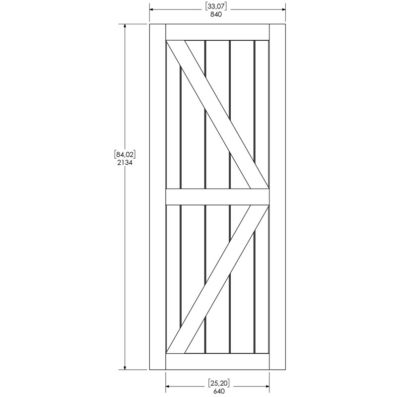 Artisan 84'' Solid Wood Paneled Unfinished without Installation Hardware Kit Barn Door, 33" x 84"