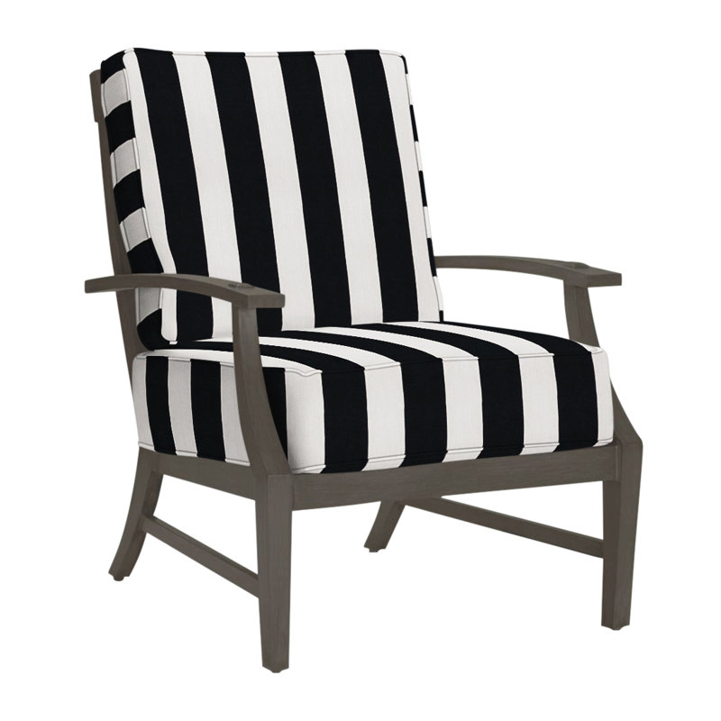 Croquet Patio Chair with Cushions, No Welt + Standard Fill, Intermix Bark, Slate Gray