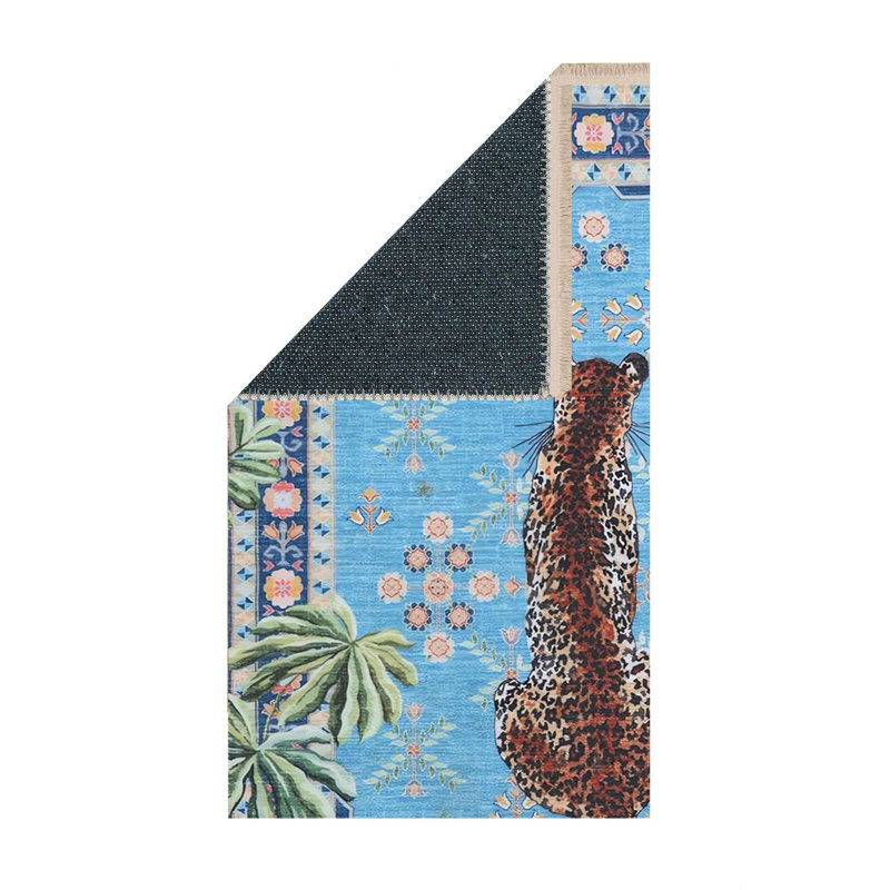 Azure Blue Leopard Oasis Area Rug