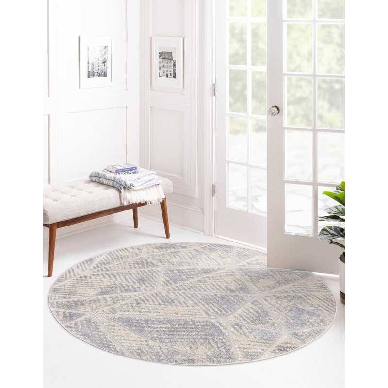 Flaxton Geometric Indoor Rug, Round 5'3"