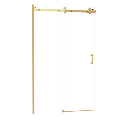 Porte de douche simple avec cadre doré, verre trempé 8 mm, installation réversible droite/gauche, 122 cm (l) x 193 cm (h).