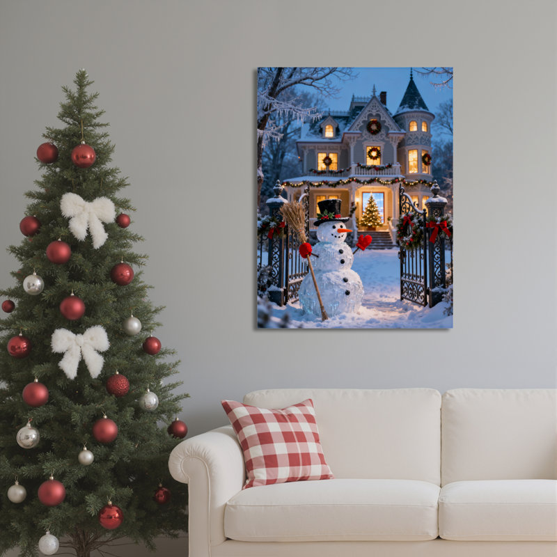 «Snowy House», art mural sur toile, H 18 po x l 12 po