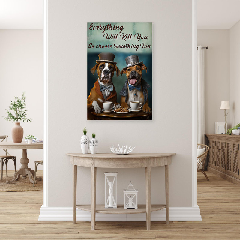 Boxer Dog Coffee Choisissez quelque chose d'amusant - 1 pièce, impression d'art graphique rectangulaire sur toile tendue | 0074