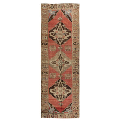 Traditional Hand Knotted Vintage Turkish Runner Rug for Hallway Decor, Circa 1960