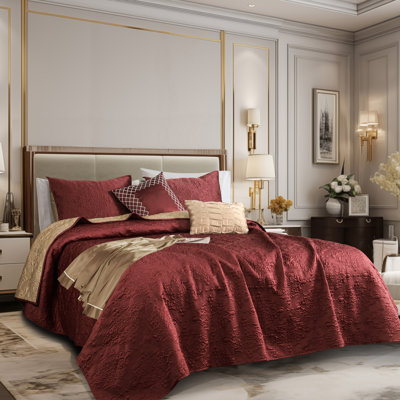 Satin Quilt Set Cooling 5-Piece Bedding Set For Summer