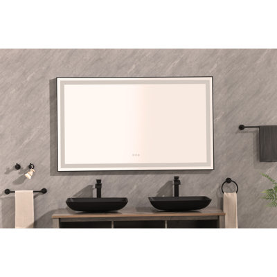 Miroir de salle de bain à DEL avec cadre en cristal poli