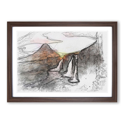 Kirkjufell Waterfalls & Mountain in Abstract - Picture Frame Graphic Art Print
