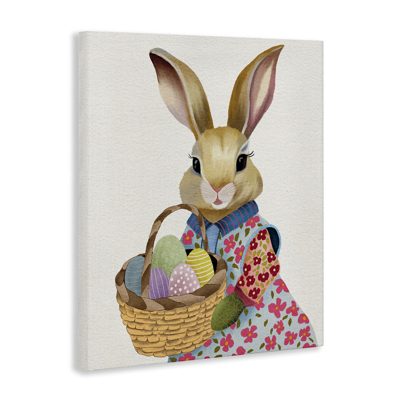 Art féminin sur toile, "Lapin de Pâques et œufs", par Regina Moore, H 30 po x l 24 po
