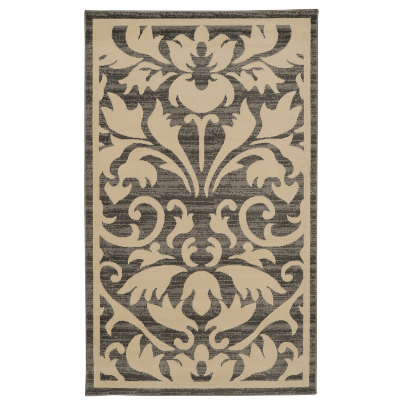 Cyndia Damask Indoor Rug, Rectangle 4'3" x 7'3"