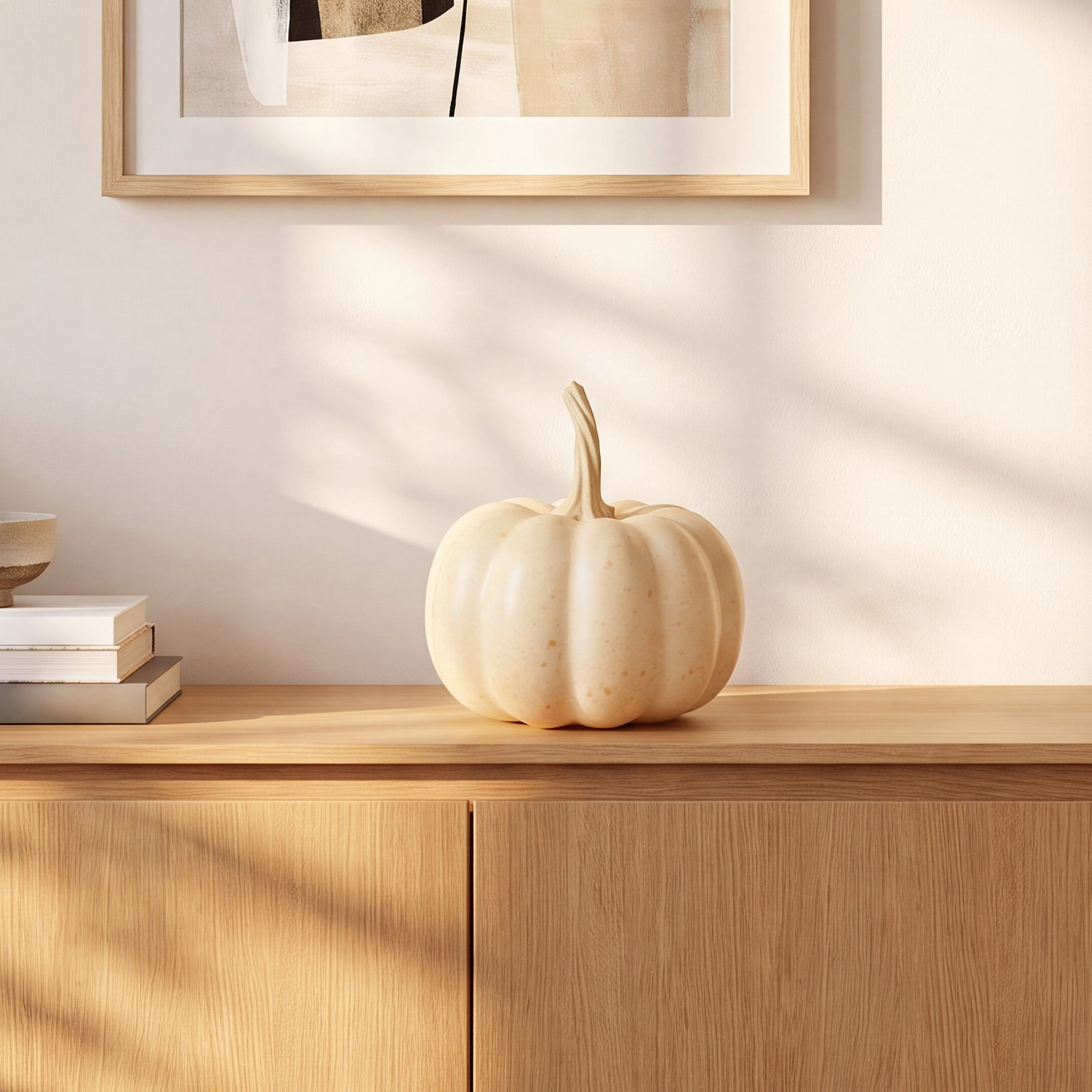 Decorative Pumpkin Fall Accent, Cream