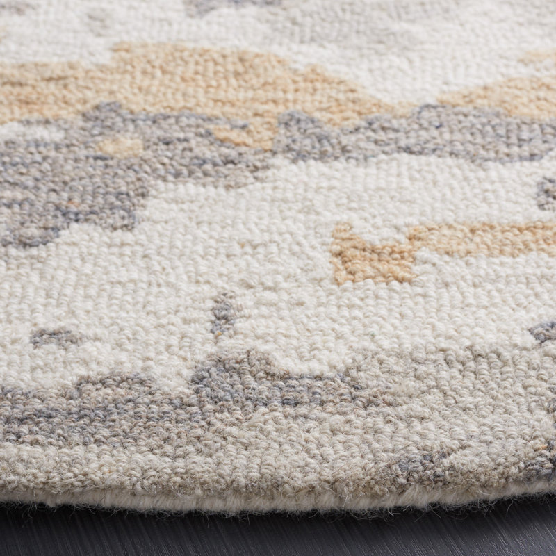 Abstract Hand Tufted Wool Abstract Rug, Round 6'