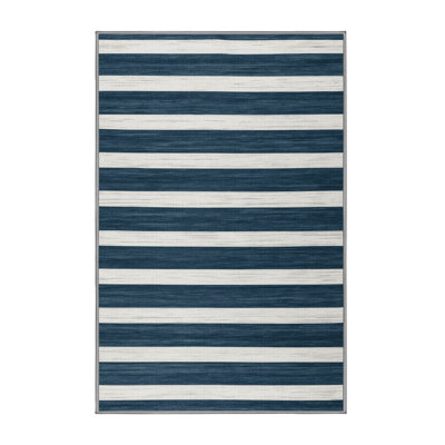 Machine Washable Horizontal Stripes Gray Area Rug