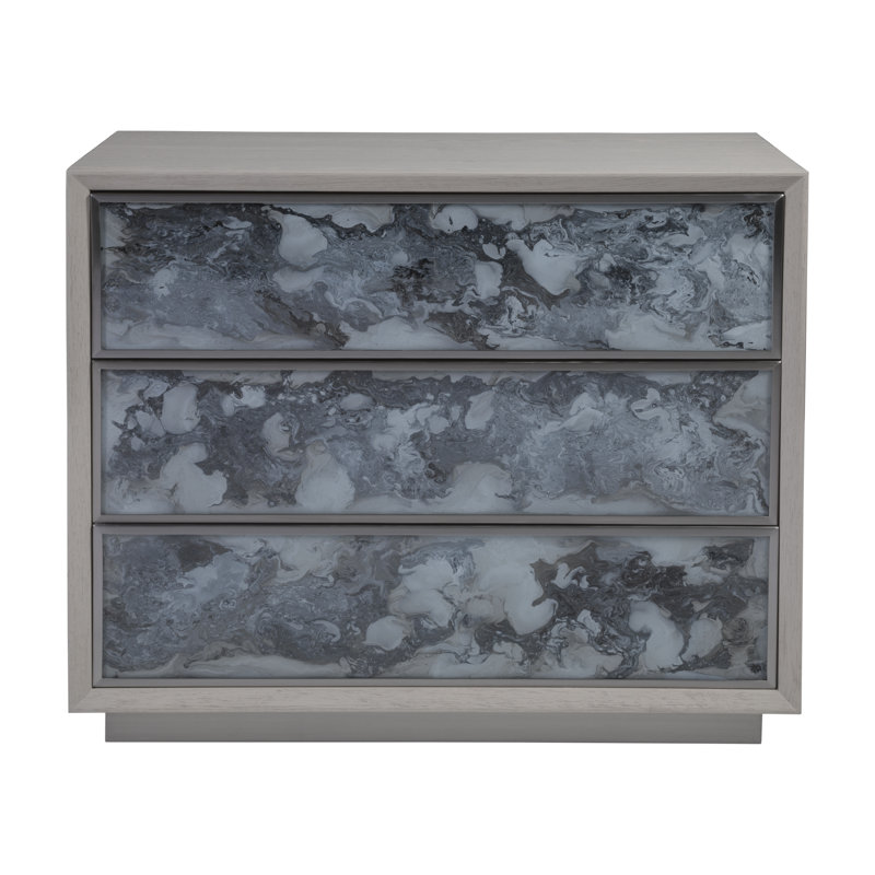 White Oak and Stainless Steel 3-Drawer Hall Chest