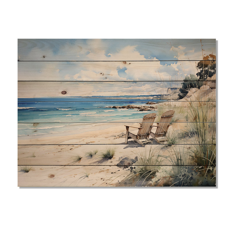 Beach Ocean Seaside Serenity II sur impression sur bois, H 24 po x l 32 po x P 0,78 po