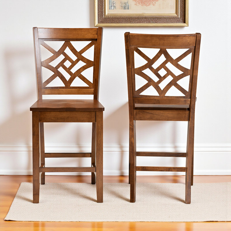 Annorah Solid Wood Counter Stool, Walnut Brown