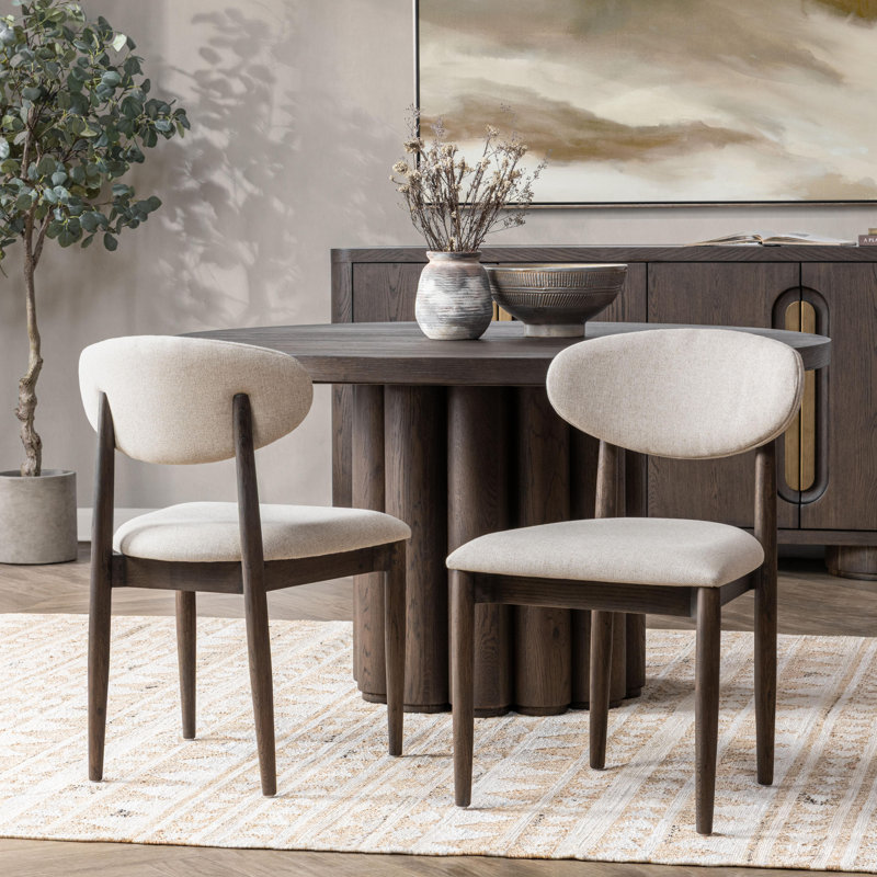 Tiber Upholstered Dining Chair, Cream Washed