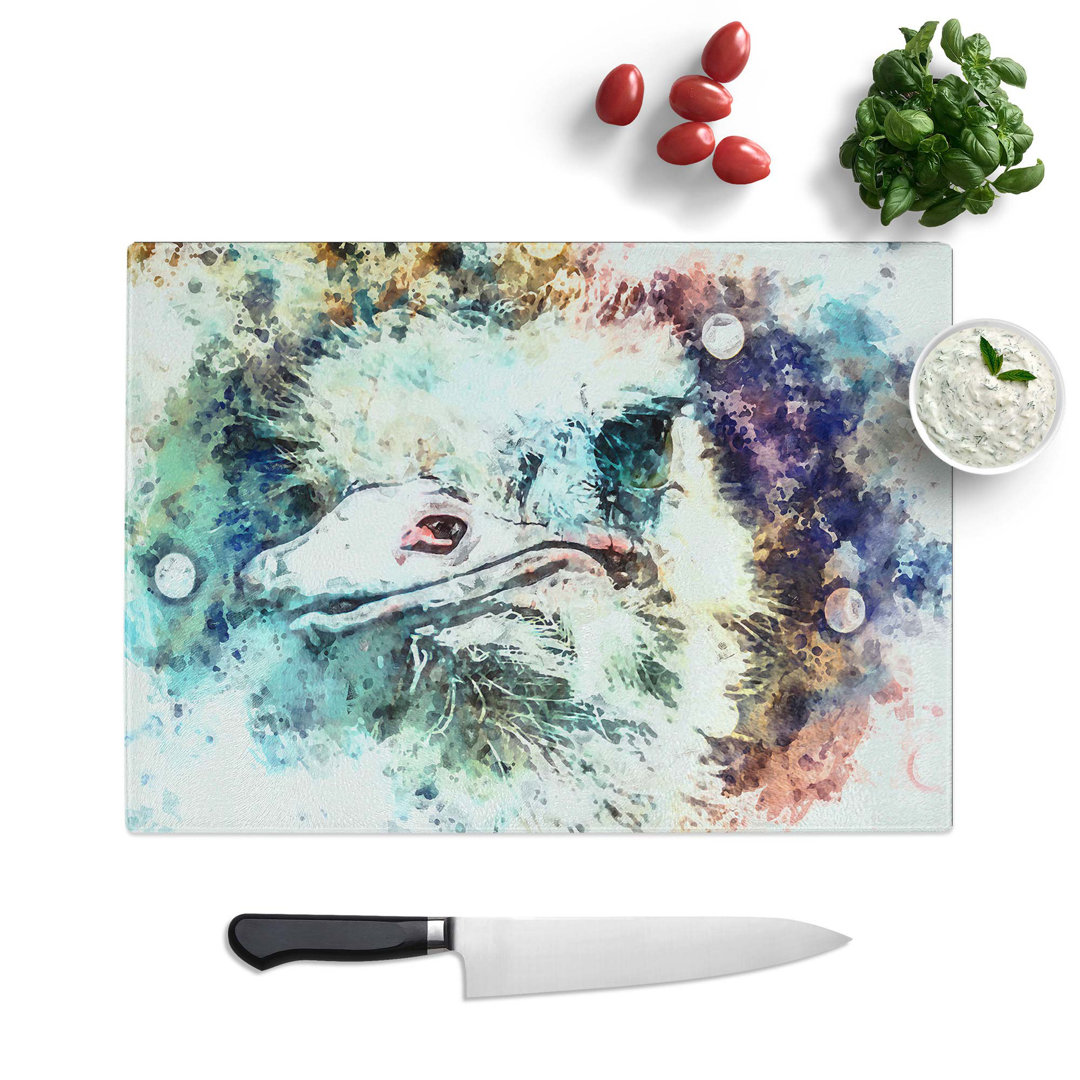 Tempered Glass Curious Ostrich Chopping Board