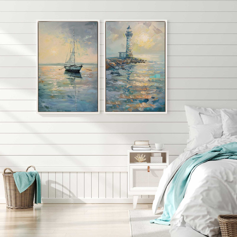 "Harbor Glow" par Golden Glow Interiors 2 - Pièces sur toile, H 20 po x l 14 po, Cadre opaque blanc