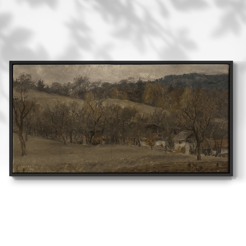 Série paysage - DCCLVII - Toile tendue avec châssis tendue, prête à être accrochée, H 17 po x l 33 po, Noir