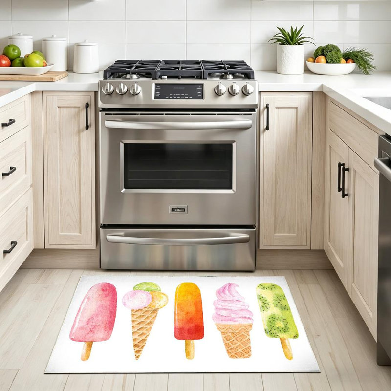 Tapis crème glacé transparent lavable à la machine à l'aquarelle, Rectangle 32 po x 47 po