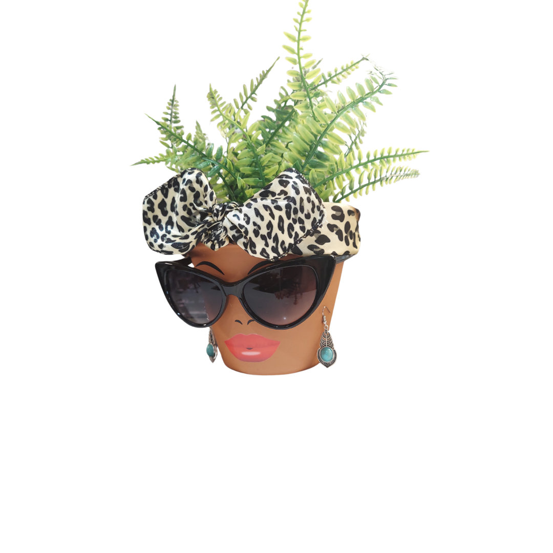 Sassy Soul Sister, Head Face Planter with Glasses, Planter with Drainage, Planters and Pots Sassy Soul Sister