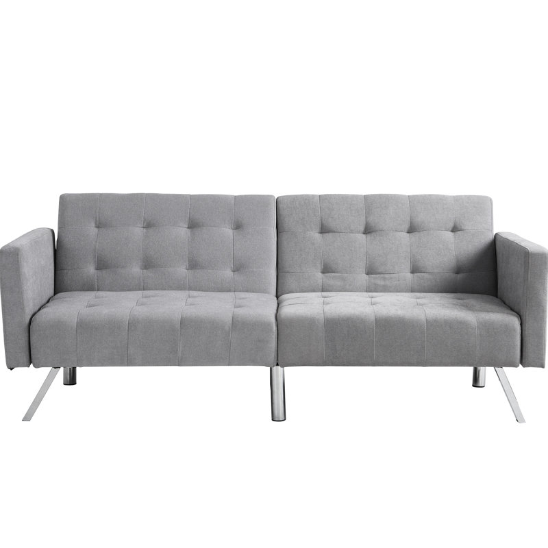 Canapé-lit gris avec pieds galvanisés pour un canapé-lit 2 places, H 29,43 po x l 31,69 po x P 73,25 po, Gris clair