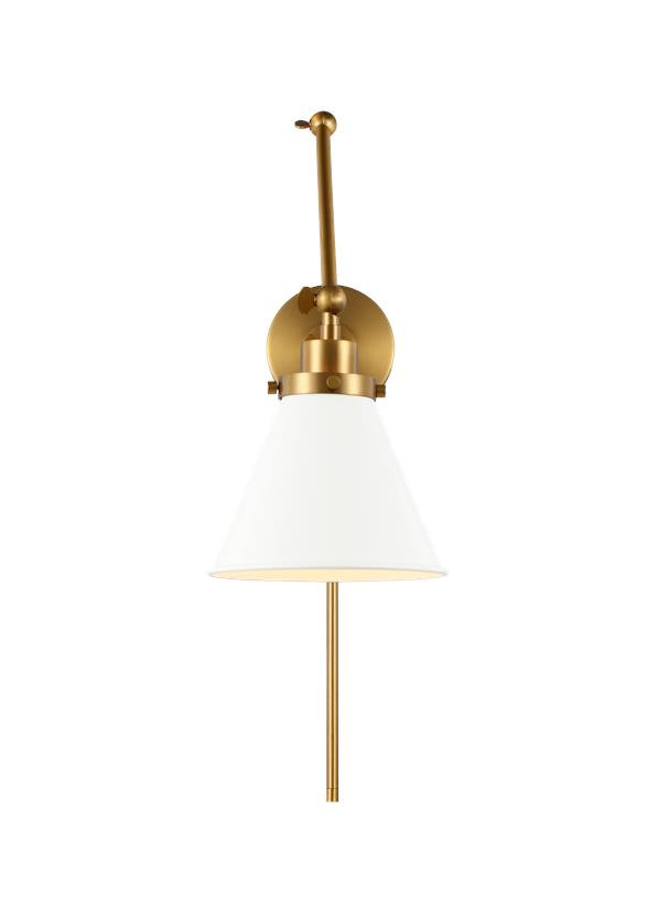 Single Light Dimmable Swing Arm Sconce, White, Gold