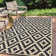 Geometric Black and Beige Outdoor Rugs with Cross Pattern