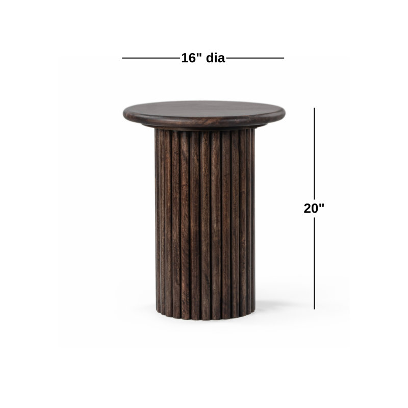 Auren Solid Wood Fluted End Table